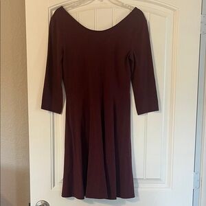 Divided Maroon Long Sleeve Dress